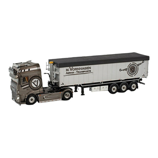 M. Vornhagen DAF XF SSC MY2017 4x2 ボリューム ダンプ トレーラー 建設車両 / WSI 1/50 トラック模型