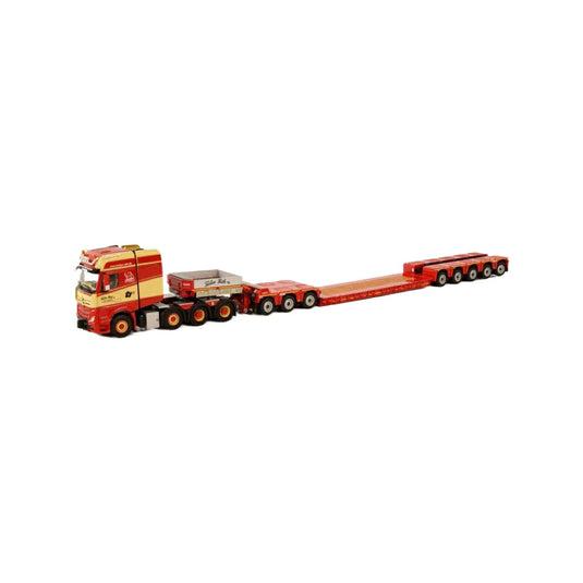 Torben Rafn Mercedes Benz Actros SLT GigaSpace 8x4 semi lowloader 5axle + Dolly 3axle  トレーラー / WSI 1/50 建設機械模型 工事車両