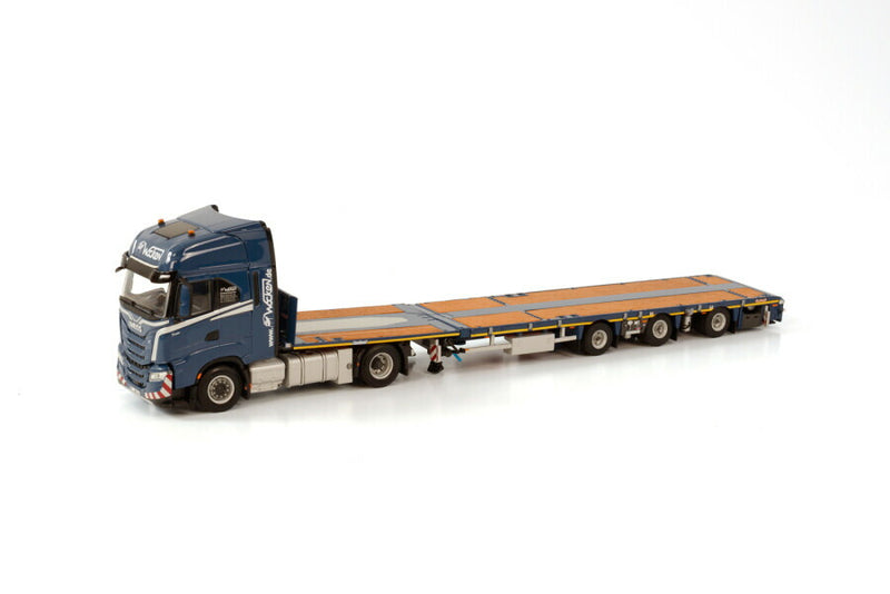 ギャラリービューアに画像をロードする, IVECO S-WAY AS HIGH 4X2 MEGATRAILER FLATBED フラットベッド 3 AXLE Wocken / WSI 1/50 建設機械 模型
