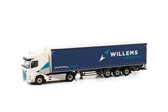 Willems Logistics DAF XF SH 4X2 カーテンサイドトレーラー - 3 軸 トレーラー/WSI 1/50 建設機械模型 工事車両