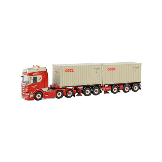 Gebr. van der Windt transport BV Scania R Highline CR20H TwinSteer Combi container semitrailer + 20ft Container  トレーラー / WSI 1/50 建設機械模型 工事車両
