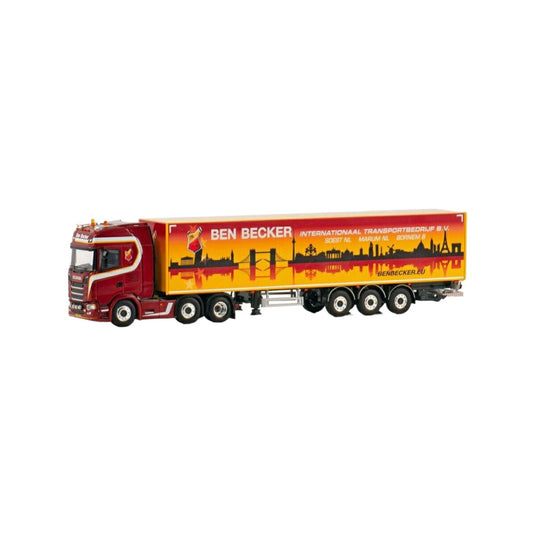 Ben Becker Scania S Highline CS20H 6x2 TwinSteer box semitrailer  トレーラー / WSI 1/50 建設機械模型 工事車両