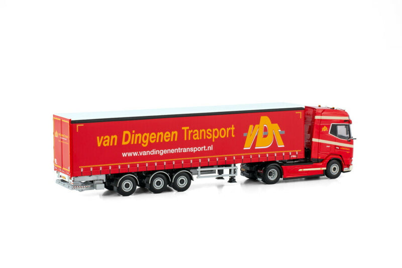 ギャラリービューアに画像をロードする, VAN DINGENEN TRANSPORT DAF XG+ 4X2 CURTAINSIDE TRAILER  3軸 トラック/WSI 1/50 建設機械模型 工事車両
