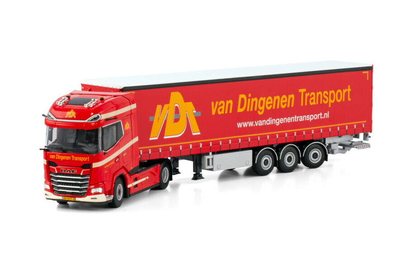 ギャラリービューアに画像をロードする, VAN DINGENEN TRANSPORT DAF XG+ 4X2 CURTAINSIDE TRAILER  3軸 トラック/WSI 1/50 建設機械模型 工事車両
