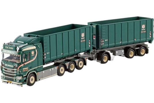 Olaf Jensen Scania R Normal CR20N 8x2 フックリフトコンテナトラックトレーラー トレーラー / WSI 1/50 建設機械模型 工事車両