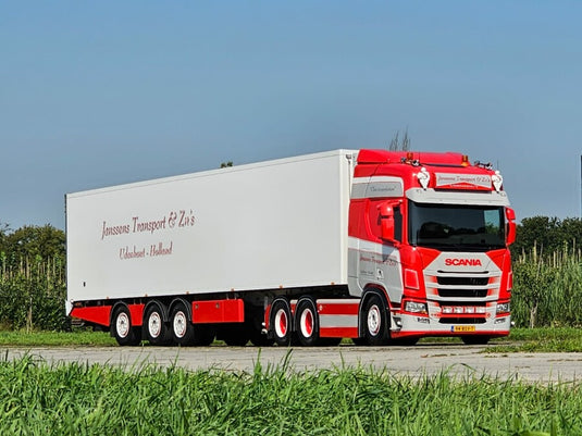 【予約】JANSSENS TRANSPORT & ZN'S SCANIA R HIGHLINE CR20H 6X2 TAG AXLE TRIDEC REEFER TRAILER  3軸 トラック/WSI 1/50 建設機械模型 工事車両