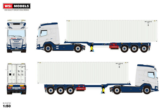 【予約】BERNARD ET BERNARD DAF XG+ 4X2 FLEX CONTAINER TRAILER  3軸 + 40FT CONTAINER トラック/WSI 1/50 建設機械模型 工事車両