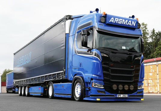 【予約】ARGMAN S.R.O. SCANIA S HIGHLINE CS20H 4X2 CURTAINSIDE TRAILER  3軸 トラック/WSI 1/50 建設機械模型 工事車両