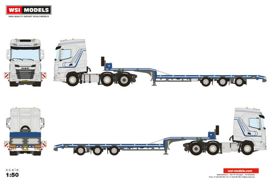 【予約】MULDER MONTAGE DAF XG 6X2 TWIN STEER SEMI LOW LOADER  3軸 トレーラー/WSI 1/50 建設機械模型 工事車両