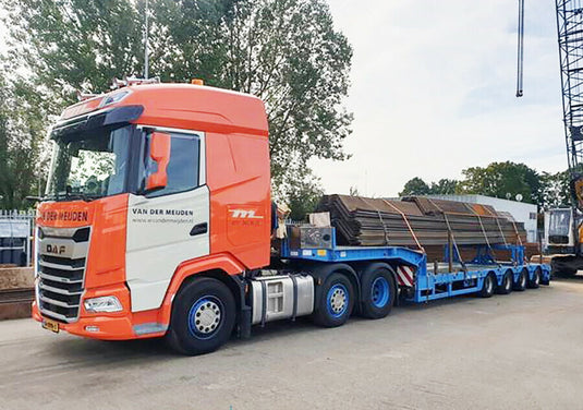 【予約】VAN DER MEIJDEN DAF XG 6X2 TWIN STEER SEMI LOW LOADER  4軸 トレーラー/WSI 1/50 建設機械模型 工事車両