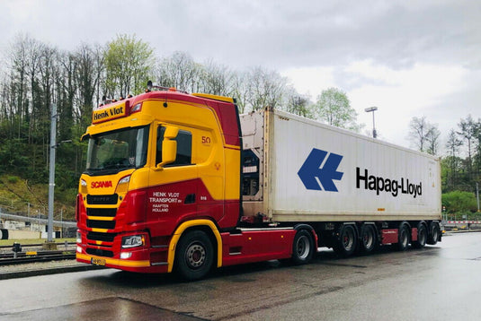 【予約】HENK VLOT TRANSPORT SCANIA S HIGHLINE CS20H 4X2 2CONNECT COMBI TRAILER - 5 AXLE + 40FT REEFER CONTAINER THERMOKING トラック/WSI 1/50 建設機械模型 工事車両