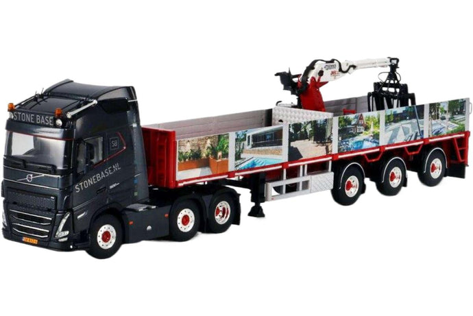 Stone Base Volvo FH05 Globetrotter 6x2 ツインステア レンガセミトレーラー 3軸 トレーラー / WSI 1/50 建設機械模型 工事車両