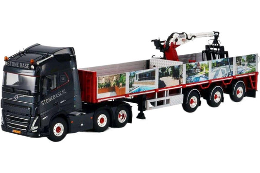 Stone Base Volvo FH05 Globetrotter 6x2 ツインステア レンガセミトレーラー 3軸 トレーラー / WSI 1/50 建設機械模型 工事車両