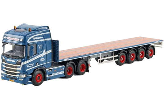 Vindelsbaek Scania R Highline CR20H 6x2 タグアクスル 平床セミトレーラー 4軸 トレーラー / WSI 1/50 建設機械模型 工事車両