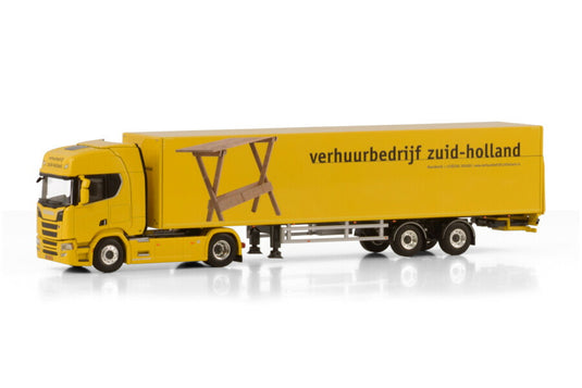 Scaniaスカニア R HIGHLINE CR20H 4X2 TRIDEC BOX TRAILER Verhuurbedrijf Zuid-Holland / WSI 1/50 建設機械 模型