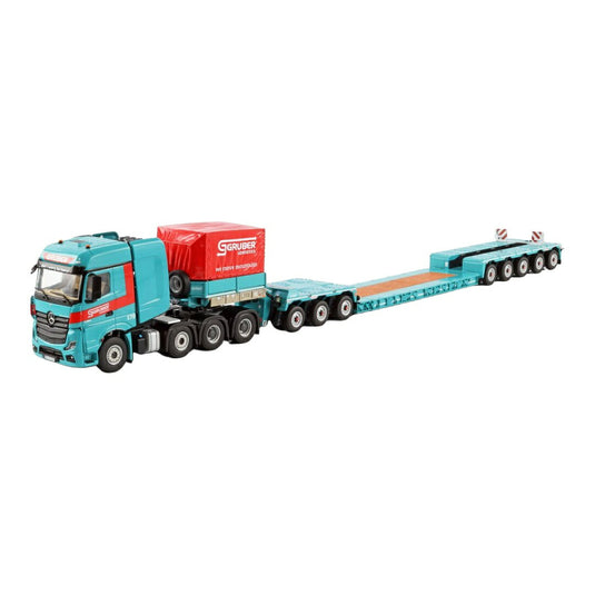 Gruber メルセデス・ベンツ Actros MP5 SLT BigSpace 8x4 ローローダー 5軸 + ドリー 3軸 / WSI 1/50 ミニカー トラック模型