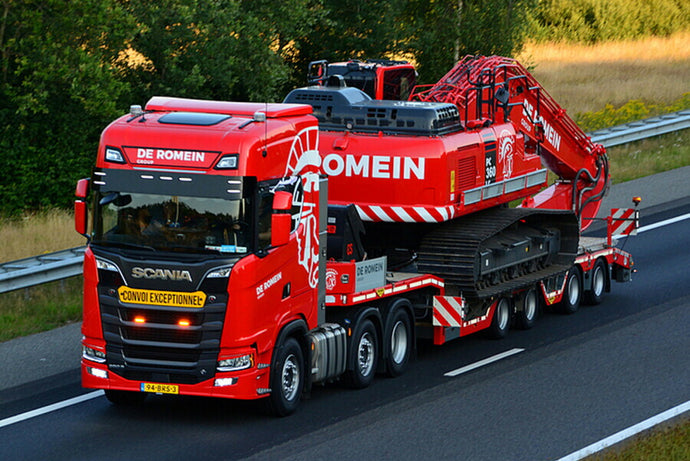 De Romein Groep Scania S Highline CS20H ツインステア ローローダー / WSI 1/50 建設機械模型 工事車両