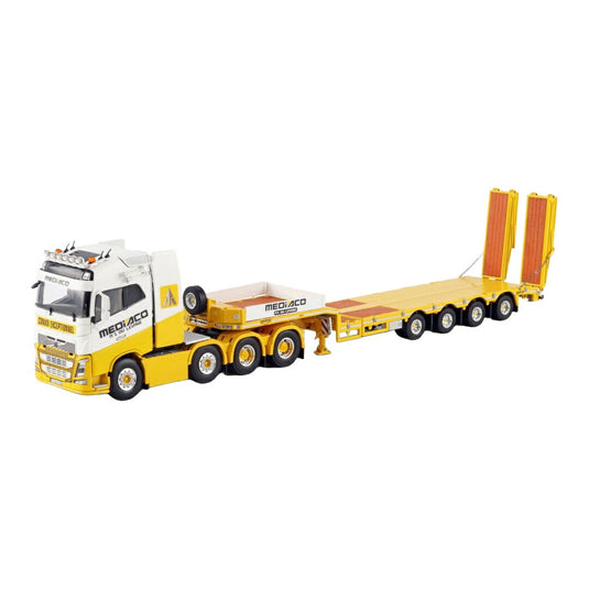Mediaco ボルボ FH04 グローブトロッター 8x4 ローローダー 4軸 重機運搬車 / WSI 1/50 トラック模型