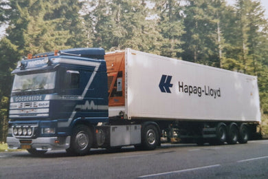 【予約】2025年発売予定 JAN MAASDAM DAF 95XF スペースキャブ 4×2 フレックスコンテナトレーラー - 3軸 + 40フィート冷蔵コンテナキャリア / WSI 1/50 建設機械模型 工事車両