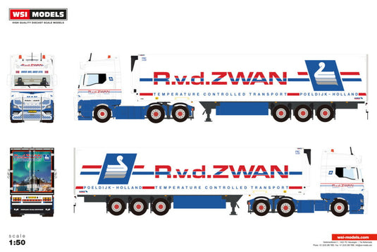 【予約】2026年発売予定 MAN TGX GX 6X2 TAG AXLE REEFER TRAILER 3 AXLE R. v.d. Zwan / WSI 1/50 建設機械 模型