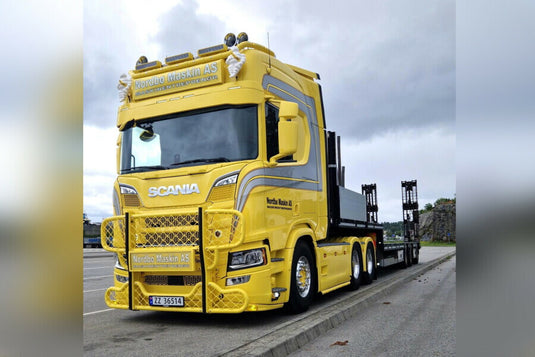 【予約】2025年発売予定 NORDB? MASKIN SCANIA R ハイライン CR20H 6×4 ランプ付きセミローローダー - 4軸 トレーラー / WSI 1/50 建設機械模型 工事車両