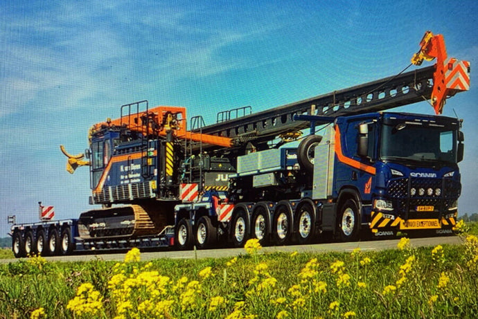 【予約】2026年発売予定 H. VAN DIEREN SCANIA P ロー CP20 10X4 低床トレーラー ドーリー2軸付き 5軸 トラック / WSI 1/50 建設機械模型 工事車両