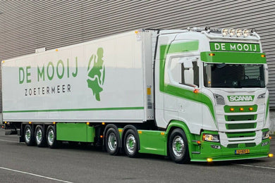 【予約】2026年発売予定 DE MOOIJ SCANIA S HIGHLINE CS20H 6x2 ツインステア リーファートレーラー 3軸 トレーラー / WSI 1/50 建設機械模型 工事車両