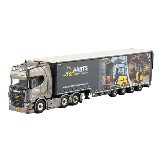 Aarts Hefttruck Service スカニア R Highline CR20H 6x2 ツインステア カーテンサイドセミトレーラー 4軸 / WSI 1/50 ミニカー トラック模型