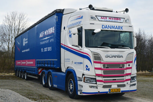 【予約】2026年発売予定 Scaniaスカニア R HIGHLINE CR20H 6X2 TAG AXLE SEMI WITH CURTAIN AND RAMPS Alf Myhre / WSI 1/50 建設機械 模型