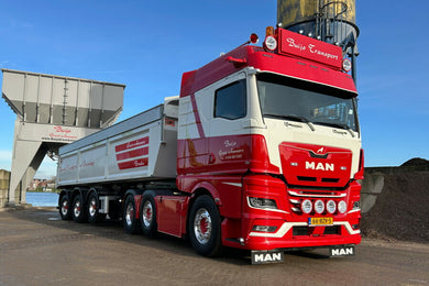 【予約】2026年発売予定 BUIJS TRANSPORT MAN TGX GM 6x2 ツインステア ティッパートレーラー 3軸 トレーラー / WSI 1/50 建設機械模型 工事車両