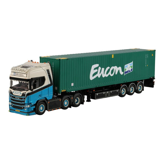 BD Logistics スカニア R Highline CR20H ツインステア コンテナセミトレーラー / WSI 1/50 ミニカー トラック模型