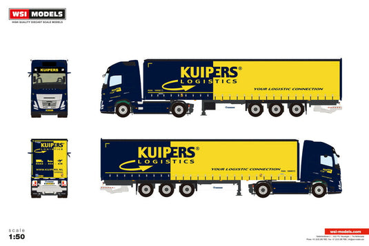 【予約】2026年発売予定 Kuipers Logistics VOLVO FH AERO GLOBETROTTER XL 4X2 CURTAINSIDE / WSI 1/50 ミニカー トラック模型