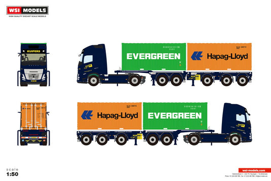 【予約】2026年発売予定 Kuipers Logistics VOLVO FH AERO GLOBETROTTER XL 4X2 2CONNECT CO / WSI 1/50 ミニカー トラック模型