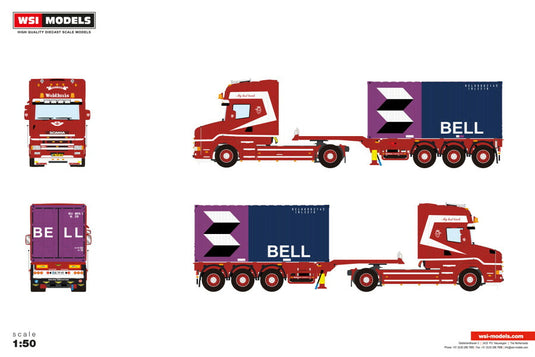 【予約】2026年発売予定 Woldhuis transport SCANIA 4 SERIES TORPEDO TOPLINE 4X2 FLEX CON / WSI 1/50 ミニカー トラック模型