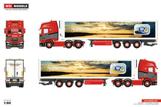【予約】2026年発売予定 Scaniaスカニア R HIGHLINE CR20H 6X2 TWIN STEER リーファートレーラー N.C. Christensen Sonner / WSI 1/50 建設機械 模型