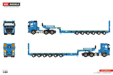 【予約】2026年発売予定 KANSON VOLVO FH4 スリーパーキャブ 6x4 MCO-PX 6軸 トレーラー / WSI 1/50 建設機械模型 工事車両
