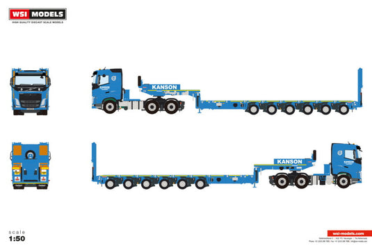 【予約】2026年発売予定 KANSON VOLVO FH4 スリーパーキャブ 6x4 MCO-PX 6軸 トレーラー / WSI 1/50 建設機械模型 工事車両