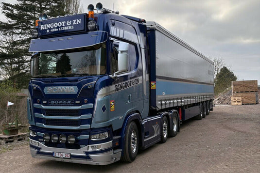 【予約】2026年発売予定 RINGOOT LUC SCANIA S HIGHLINE CS20H 6x2 ツインステア 3軸 カーテンサイドトレーラー トラック / WSI 1/50 建設機械模型 工事車両