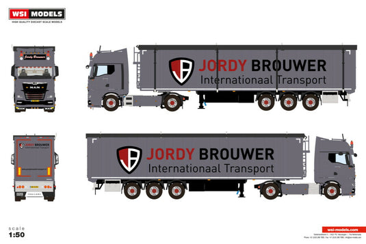 【予約】2026年発売予定 MAN TGX GX 4X2 VOLUME TRAILER - 3 AXLE Jordy Brouwer transport / WSI 1/50 建設機械 模型