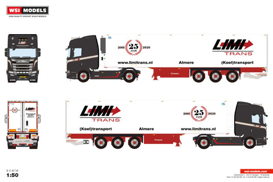 【予約】2026年発売予定 Scaniaスカニア R HIGHLINE CR20H 4X2 リーファートレーラー 3軸 Limi Trans / WSI 1/50 建設機械 模型