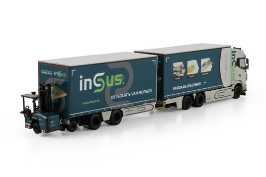 【予約】2026年発売予定 DAF XG カーテンサイダートラック 6X2 TAG AXLE DRAWBAR TRAILER Insus B.V. / WSI 1/50 建設機械 模型