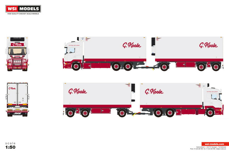 ギャラリービューアに画像をロードする, 【予約】2026年発売予定 Scaniaスカニア R5 HIGHLINE リーファートラック DRAWBAR TRAILER G. Koole / WSI 1/50 建設機械 模型
