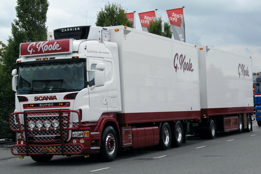 【予約】2026年発売予定 Scaniaスカニア R5 HIGHLINE リーファートラック DRAWBAR TRAILER G. Koole / WSI 1/50 建設機械 模型