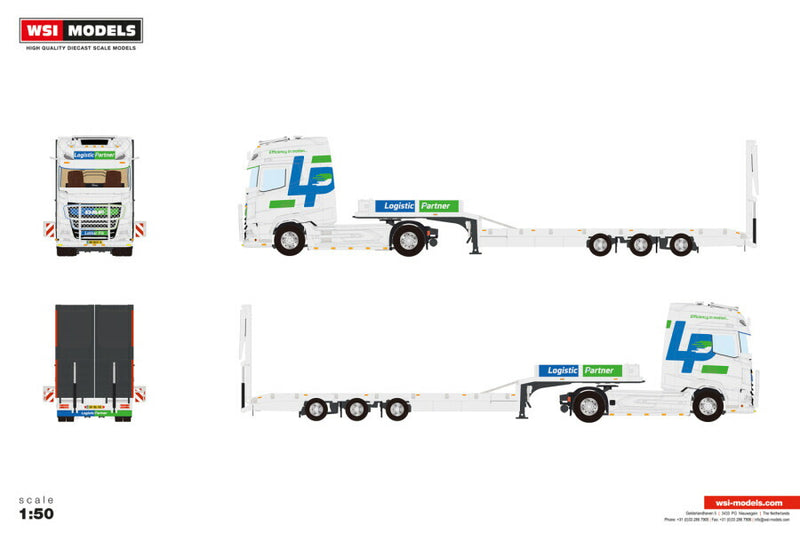 ギャラリービューアに画像をロードする, 【予約】2026年発売予定 DAF XG+ 4X2 SEMI LOW LOADER WITH RAMPS 3 AXLE Logistic Partner / WSI 1/50 建設機械 模型
