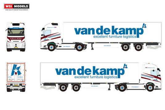 【予約】2026年発売予定 Volvoボルボ FH AERO GLOBETROTTER XL 4X2 TRIDEC ボックストレーラー 2 AXLE Van de Kamp / WSI 1/50 建設機械 模型