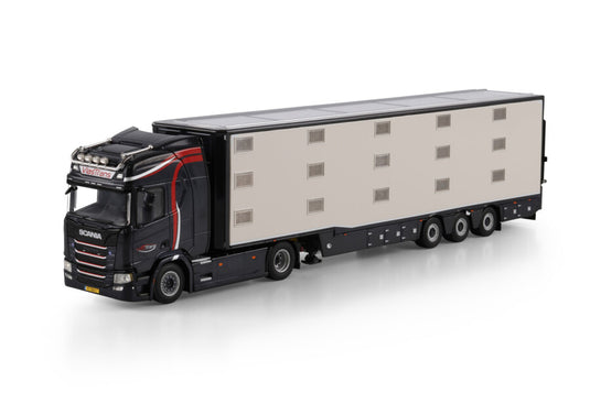 【予約】2026年発売予定 Scaniaスカニア R HIGHLINE CR20H 4X2 ISO THERM LIVE STOCK TRAILER - 3 AXLE VlasTrans / WSI 1/50 建設機械 模型