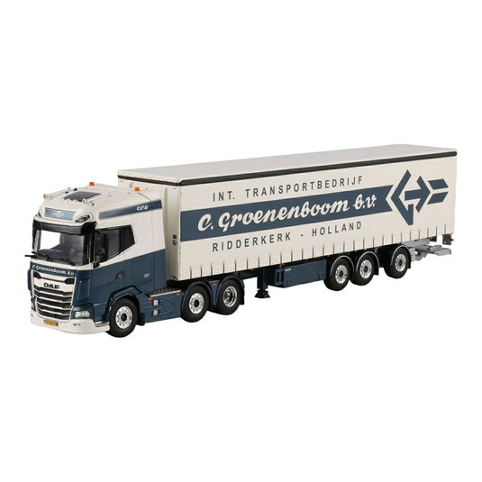 C. Groenenboom DAF XG+ ツインステア カーテンサイドセミトレーラー / WSI 1/50 ミニカー トラック模型