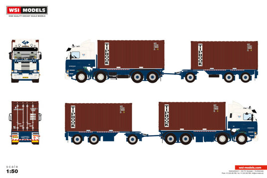 【予約】2026年発売予定 Scaniaスカニア 3 SERIES 8X2 TAG AXLE CONTAINER TRUCK DRAWBAR TRAILER C. Groenenboom / WSI 1/50 建設機械 模型