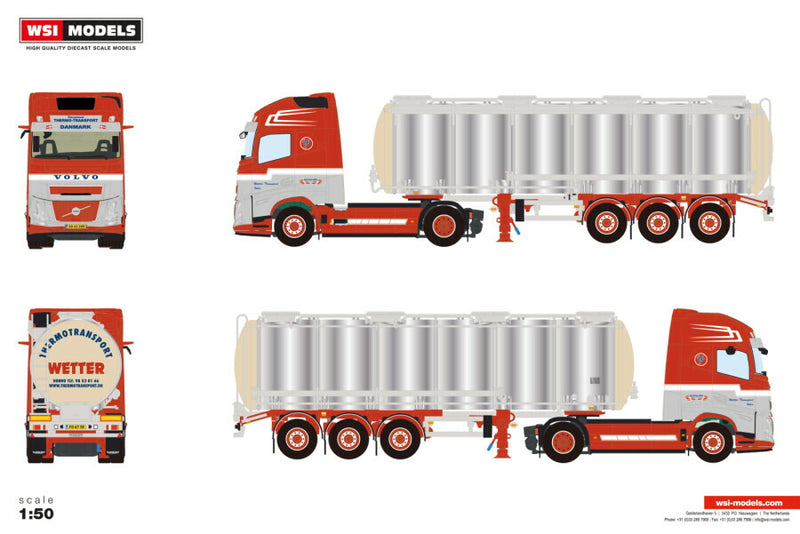 ギャラリービューアに画像をロードする, 【予約】2026年発売予定 Volvoボルボ FH AERO GLOBETROTTER XL 4X2 TANK TRAILER - 3 AXLE Wetter / WSI 1/50 建設機械 模型
