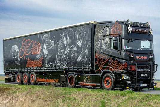 【予約】2026年発売予定 Pluta SCANIA S HIGHLINE CS20H 4X2 CURTAINSIDE TRAILER 3 AXLE / WSI 1/50 ミニカー トラック模型